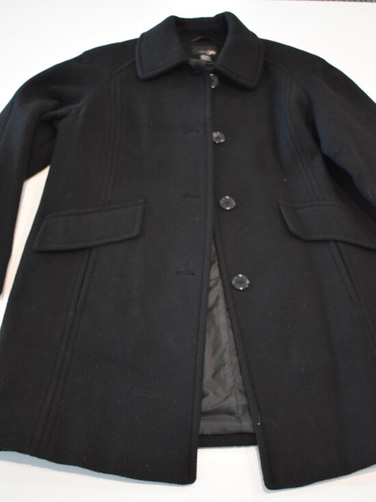 East 5th Jackets & Blazers - East 5th Women's Black Wool Blend Peacoat Jacket Petite Medium Classic Button